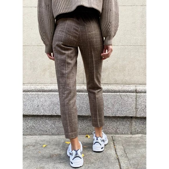 Aritzia Babaton Conan Cashmere Wool Stretch Dress Pant Crop Trousers Plaid Check - Picture 4 of 16